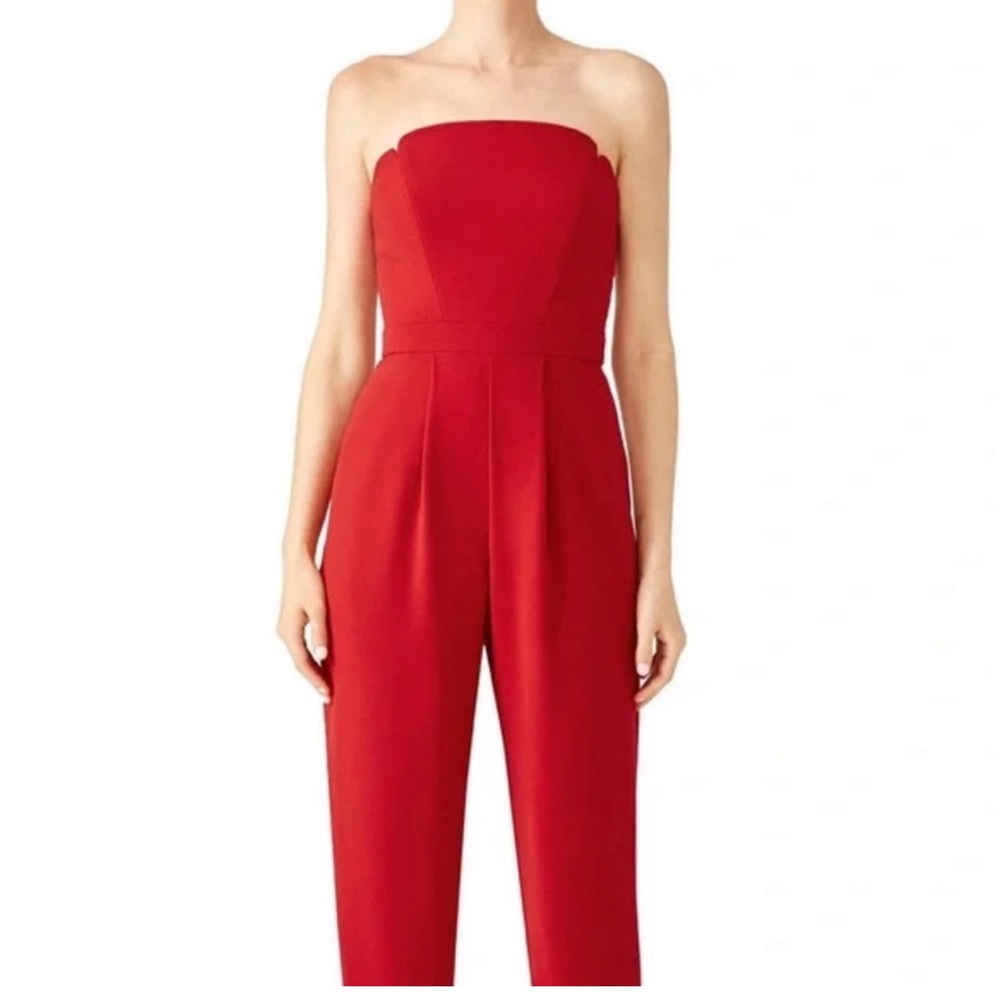 Jill Jill Stuart Strapless Red Jumpsuit with Pockets